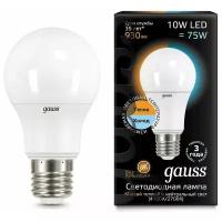 Лампа светодиодная gauss LED A60 10W E27 2700K/4100K E27, A60, 10Вт, 4100К