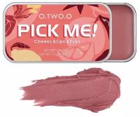 O.TWO.O Pick Me! Палитра для макияжа 3 в 1 (помада, румяна для лица и тени для век), оттенок 04 berry