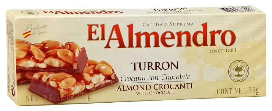 Нуга El Almendro Туррон хрустящий миндальный с шоколадом