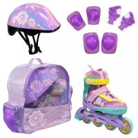 Alpha Caprice Набор роликов FLORET коньки, защита, шлем violet, размер 31-34