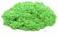 Кварцевый кинетический песок для лепки "Космический песок", набор с формочками и надувной песочницей, зеленый цвет песка, 2 кг