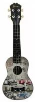 Музыкальный инструмент TERRIS Гитара гавайская Укулеле сопрано PLUS-70 CARS 55х17х5,2. см DNT-63694