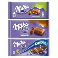 Шоколад Milka Milka Whole Hazelnut + Noisette + Oreo (набор из 3 шт)