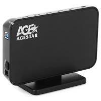 Внешний корпус USB 3.0, 3.5" SATAIII AgeStar 3UB3A8-6G (BLACK), пластик с алюминиевой крышкой, черный