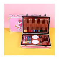 Набор для рисования, набор юного художника в чемоданчике с масляными красками 145 предметов для детей. (Цвет:розовый)