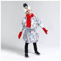 Карнавальный костюм Страна Карнавалия "Снеговик в варежках", куртка с рукавами, маска, шарф, размер 30, рост 98-110 см