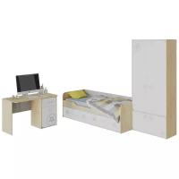 Детская мебель ТриЯ Набор детской мебели «Мегаполис» стандартный (Бунратти/Белый с рисунком) модульная, столы, шкафы, кровати