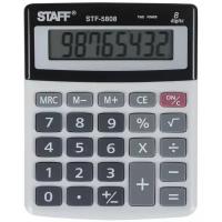 Калькулятор настольный электронный обычный Staff STF-5808, маленький, 8 разрядов, двойное питание