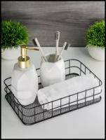 Корзинка для хранения металлическая, корзина-органайзер для мелочей ванну, кухню; цвет: черный