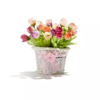 Букет "Апрельские цветы" MERSADA (белый; бледно-розоватый; фиолетовый; травяной зеленый) 16 х 16 х 16 см