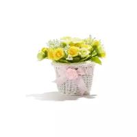 Букет "Дикие розы" MERSADA (белый; салатовый; желтый; травяной зеленый) 15 х 16 х 16 см