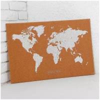 Доска пробковая в деревянной раме Карта мира, 60 x 40 см Udiscount