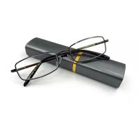 Очки-лекторы для чтения "ручка" (широкие) серые в футляре, диоптрия +1.5, РЦ 62-64
