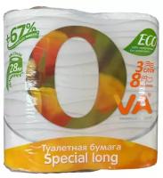 Туалетная бумага OVA 3 слоя 8 рулонов = 16 . Special Long 28 метров в рулоне 100% целлюлоза