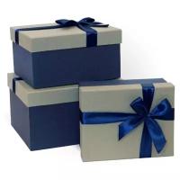 РутаУпак/Комплект подарочных коробок «3в1» Светло-серый/синий