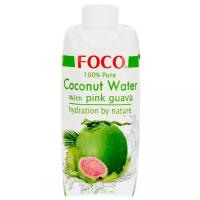 Вода кокосовая FOCO с розовой гуавой, без сахара, 0.33 л