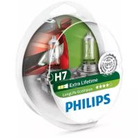 Лампа галогенная PHILIPS H7 LongLife EcoVision 12V 55W, 2 шт, 12972LLECOS2