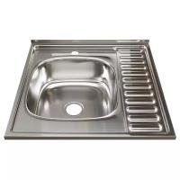 Накладная кухонная мойка 60 см, Mixline 60х60 (0.8) 3 1/2 левая, нержавеющая сталь/глянец