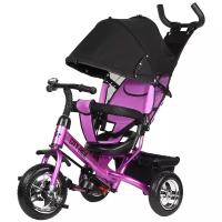 Велосипед детский трехколесный City-Ride, колеса пластиковые 10/8, поворотное сиденье, колясочная крыша с окошком, регулируемая спинка, звонок, тормоз задних колес, велосипед для детей, для малышей, с родительской ручкой, бампер ,багажник, цвет фиолетовый