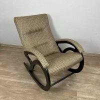 Кресло-качалка классическое для дома и дачи, обивка из рогожки, цвет коричневый