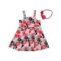 Платье для девочки с ободком Monna Rosa "Цветы" красное, размер 110-116