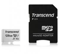 TS128GUSD300S-A, Карта памяти MicroSD с адаптером 128GB Transcend 300S Class 10 UHS-I U1 (100Mb/s)