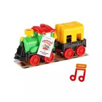Развивающая игрушка Биплант Музыкальный паровоз с вагоном разноцветный