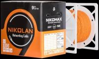 NIKOLAN NKL 9100C-OR Кабель витая пара U/UTP 4 пары, Кат.5e, BC (чистая медь), 24AWG (0,511мм), внутренний, LSZH нг(А)-HFLTx, оранжевый, 305м