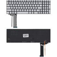 OEM Клавиатура для ноутбука Asus N551 серая с подсветкой, серая, без рамки код mb014652