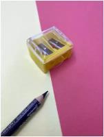 Точилка для косметических карандашей с контейнером двойная механическая косметическая с крышкой