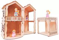 2-х этажный кукольный домик большой с пристройкой. Кукольный дом модель для сборки, развивающие игрушки для детей