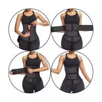Неопреновый корректирующий корсет для тренировки Waist Training фитнес пояс для похудения, черный XL