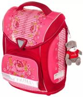 Школьный ранец / рюкзак / портфель для девочки Hummingbird, ортопедический, каркасный, мешок для обуви, мягкий мишка в подарок