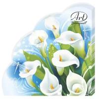 Салфетки бумажные РОНДО Art Bouquet “Белые лилии” 1 упаковка по 12 штук, диаметр 32 сантиметра, 3-х слойные.