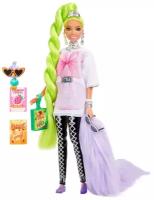 Barbie Кукла Экстра с зелеными неоновыми волосами, HDJ44