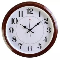 Часы настенные Quartz круглые, "Классика", 35 см, коричневые