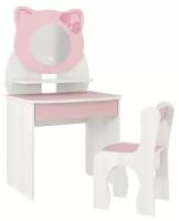 Комплект MEBELSON стол + стул Котенок 60x37 см белый рамух/розовый
