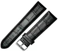 Ремешок 2205-01-1-1 М Kroko Черный кожаный ремень для наручных часов из натуральной кожи 22 мм матовый крокодил