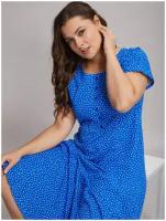 Платье женское Алтекс длинное синее в горошек, размер 50