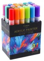 Акриловые маркеры/набор маркеров из 24 цветов на водной основе, круглый наконечник 2 мм