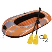 Надувная лодка Bestway Kondor 2000 в комплекте весла,насос 61062 оранжевый/красный
