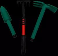 Набор садового инструмента, 3 предмета: мотыга- рыхлитель, совок пластик, грабли металл, Пчёлка