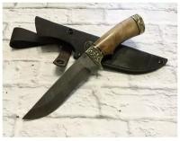 Нож Галеон, дамасская сталь, рукоять из ореха и литья из мельхиора