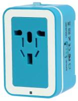 Переходник для розетки GSMIN Travel Adapter HHT201 (2 USB входа) с кейсом (Голубой)