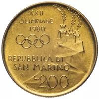 Монета Банк Италии "XXII летние Олимпийские Игры, Москва 1980" Сан-Марино 200 лир 1980 года