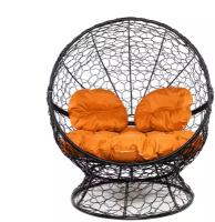 Кресло чёрное M-Group Апельсин ротанг, 11520403 голубая подушка
