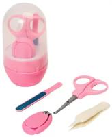 Набор маникюрный детский: ножницы, щипчики, пилочка, пинцет, цвет розовый 6931017