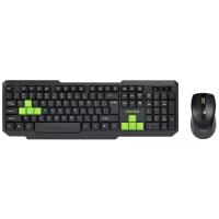 Клавиатура и мышь SmartBuy ONE 230346AG-KN,черно-зеленый, беспроводной