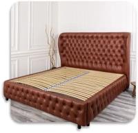 Кожаная двуспальная кровать Elborso. Кровать "LUCHIANO" из натуральной кожи. 180 см х 200 см. Коричневый. М022