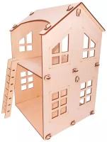 2-х этажный кукольный домик с лестницами. Кукольный дом модель для сборки, развивающие игрушки для детей